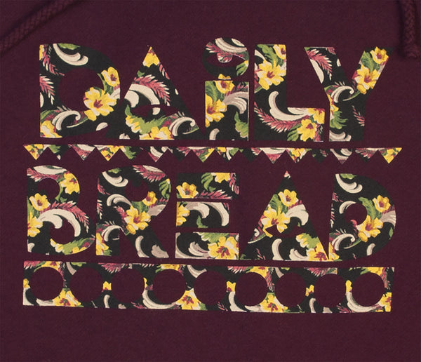 Daily Bread Burgundy Floral Logo Hood