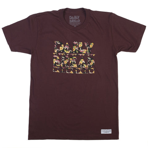 Daily Bread Burgundy Floral Logo Tee