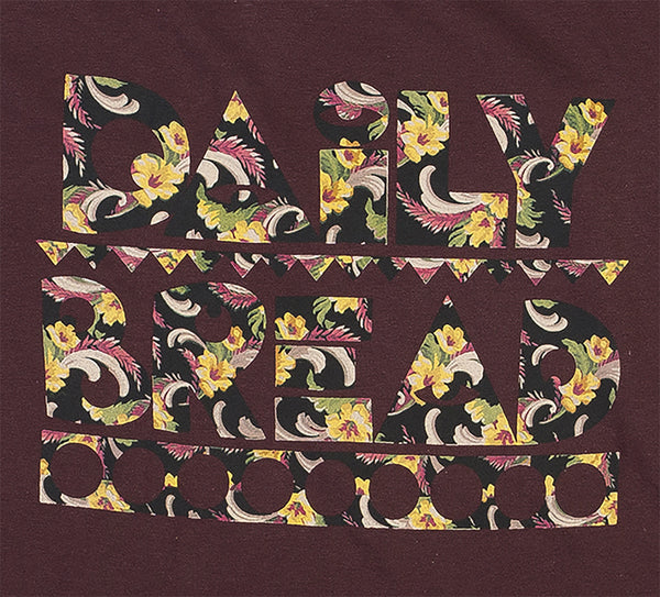 Daily Bread Burgundy Floral Logo Tee